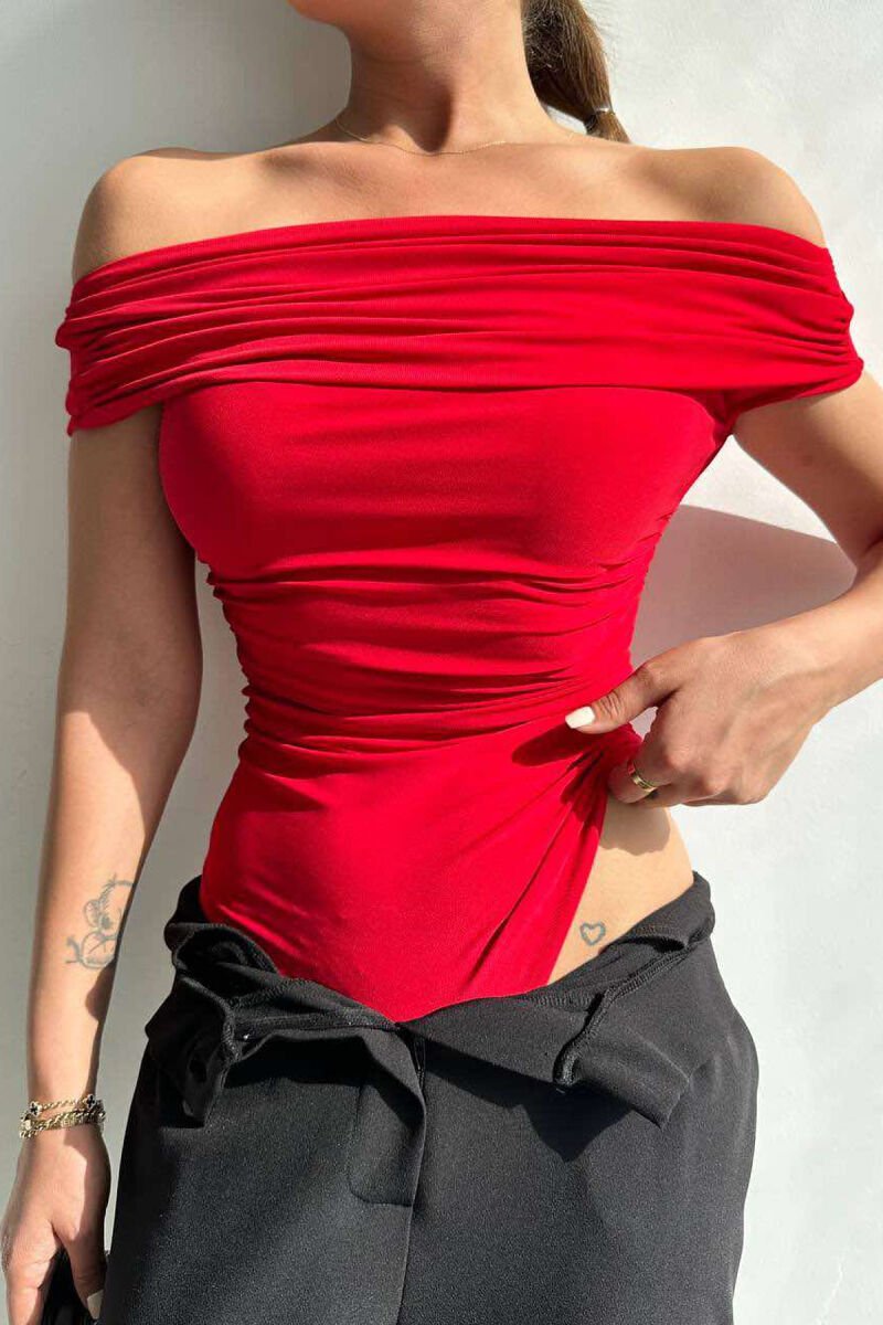 BODY NJË NGJYRËSH PËR FEMRA NË NGJYRËN E KUQE - 3