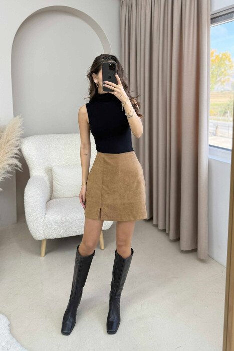 BODY NJË NGJYRËSHE PA MËNGË ME JAKË GOLF PËR FEMRA NË NGJYRË TË ZEZË - 1
