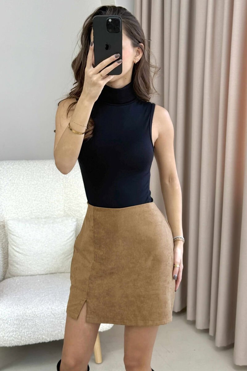 BODY NJË NGJYRËSHE PA MËNGË ME JAKË GOLF PËR FEMRA NË NGJYRË TË ZEZË - 7