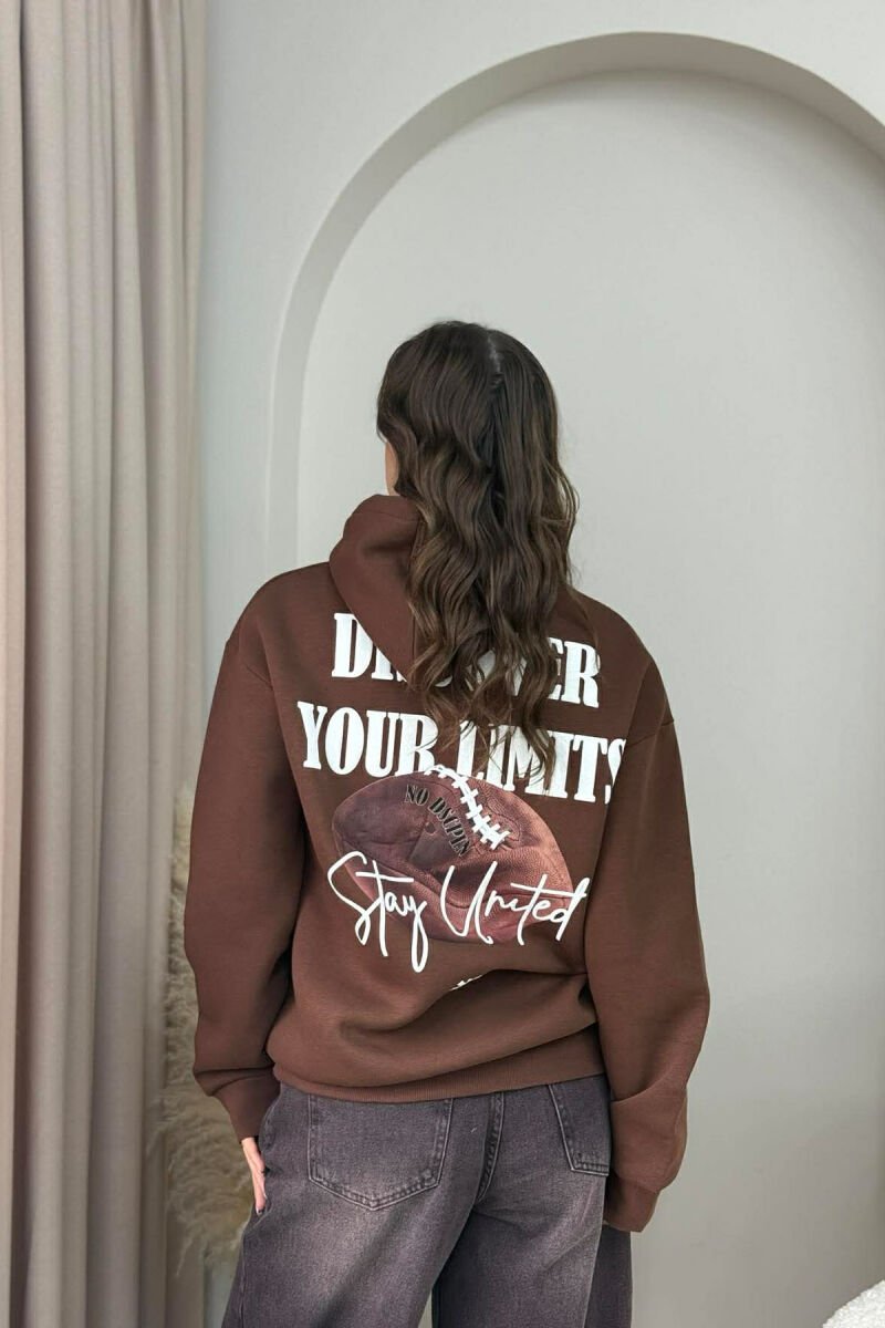 BOTH SIDE DESIGN FLUFFY WOMEN HOODIE BROWN/KAFE - 4
