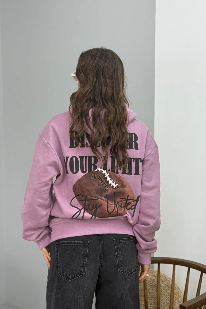 BOTH SIDE DESIGN FLUFFY WOMEN HOODIE PURPLE/LEJLA - 3