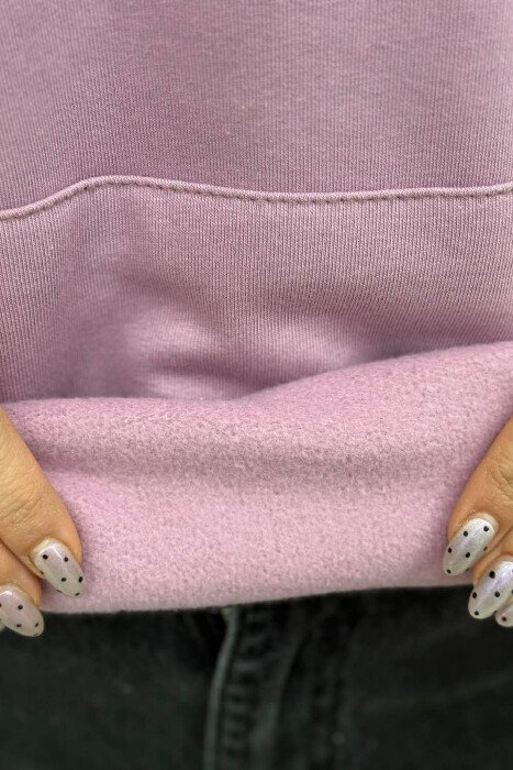 BOTH SIDE DESIGN FLUFFY WOMEN HOODIE PURPLE/LEJLA - 5