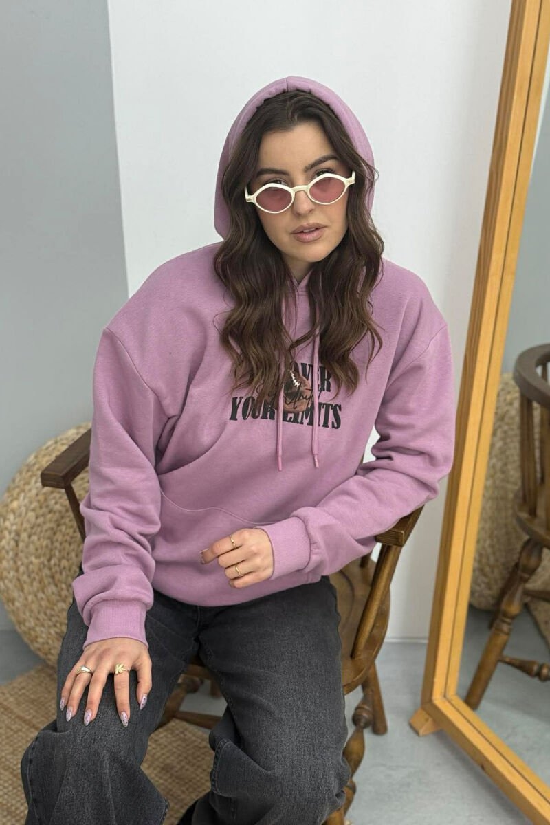BOTH SIDE DESIGN FLUFFY WOMEN HOODIE PURPLE/LEJLA - 4
