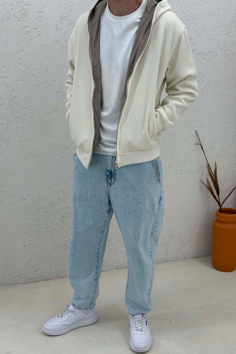 BOTH SIDE WEARABLE SIMPLE MEN JACKET BEIGE/BEZHE - 2