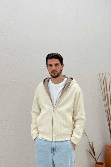 BOTH SIDE WEARABLE SIMPLE MEN JACKET BEIGE/BEZHE - 3