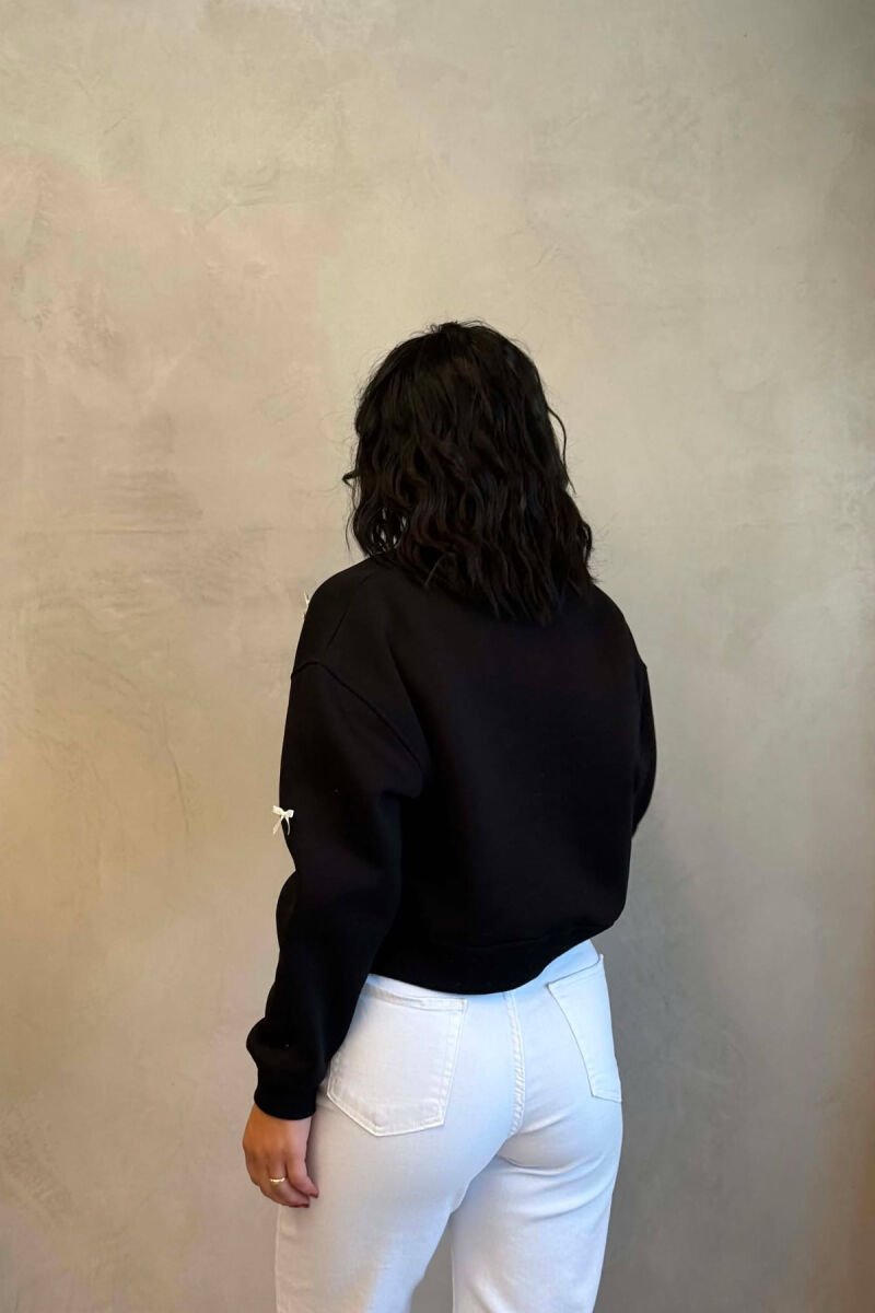 BOW DETAILS FLUFFY WOMAN SWEATSHIRT BLACK/ E ZEZE - 4