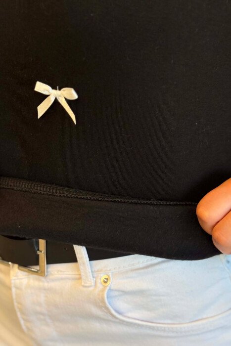 BOW DETAILS FLUFFY WOMAN SWEATSHIRT BLACK/ E ZEZE - 5