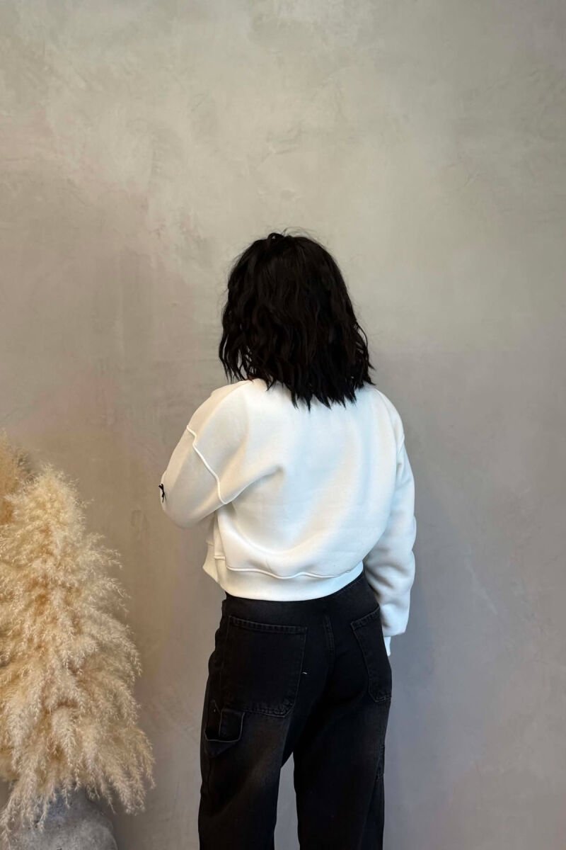 BOW DETAILS FLUFFY WOMAN SWEATSHIRT WHITE-E BARDHE - 4