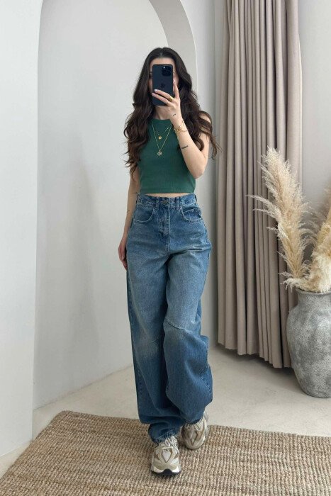 BOYFRIEND STYLE WOMAN JEANS BLUE/BLU - KLAUDIO FASHION