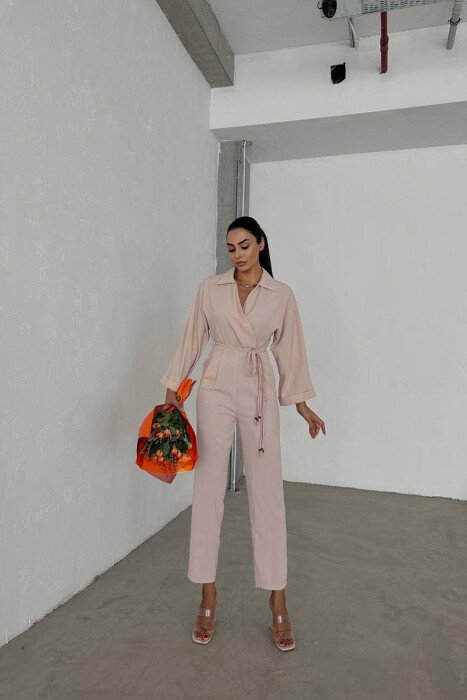 BRAID DETAILS WOMAN JUMPSUIT BEIGE/BEZHE - KLAUDIO FASHION