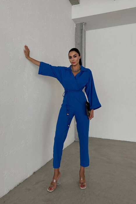 BRAID DETAILS WOMAN JUMPSUIT BLUE/BLU - KLAUDIO FASHION