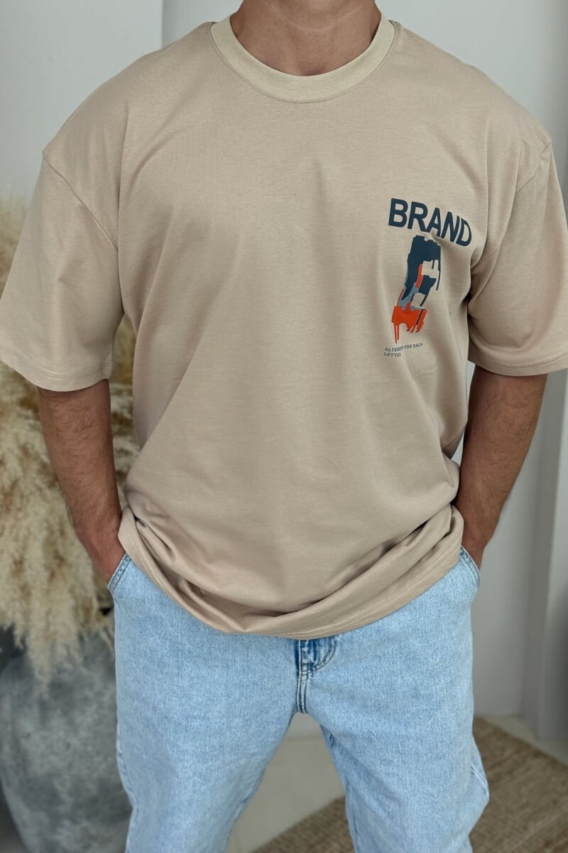 BRAND WRITTING SIMPLE MEN T-SHIRT BEIGE/BEZHE - 2