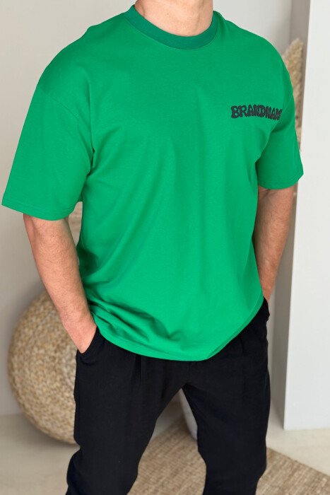 BRANDNAME WRITTING BACK DESIGN MEN T-SHIRT GREEN/JESHILE - 2