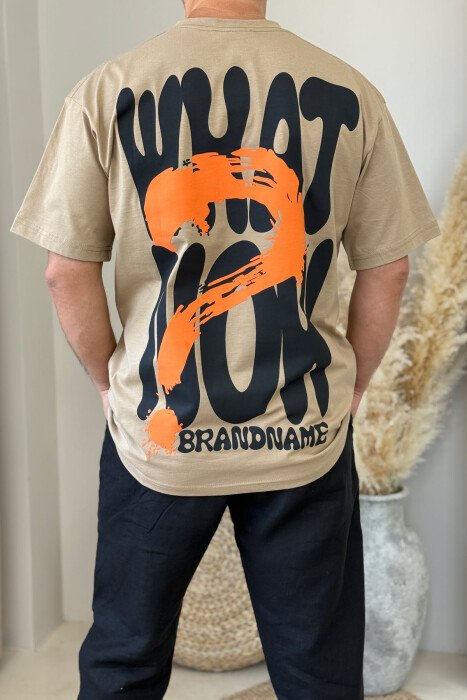 BRANDNAME WRITTING BACK DESIGN MEN T-SHIRT LIGHT BROWN/KAZB - 3