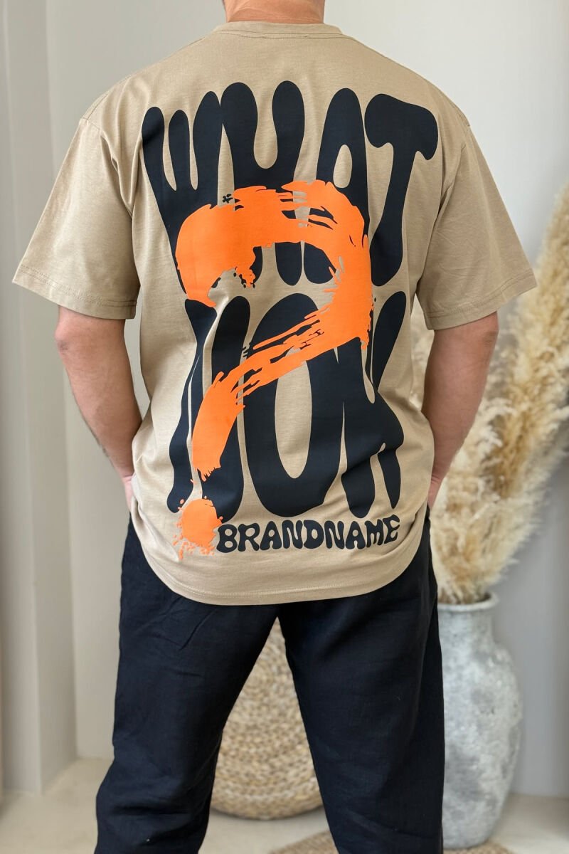 BRANDNAME WRITTING BACK DESIGN MEN T-SHIRT LIGHT BROWN/KAZB - 3