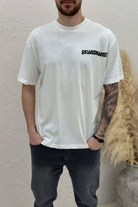 BRANDNAME WRITTING BACK DESIGN MEN T-SHIRT WHITE-E BARDHE - 3