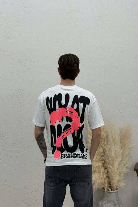 BRANDNAME WRITTING BACK DESIGN MEN T-SHIRT WHITE-E BARDHE - 4