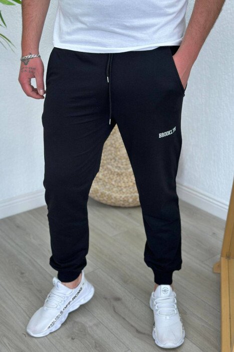 BROOKLYN COTTON MEN SWEATPANTS BLACK/ E ZEZE - KLAUDIO FASHION