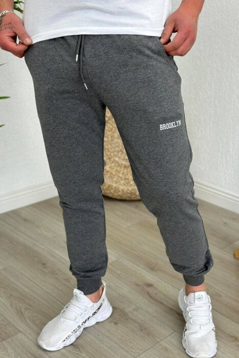BROOKLYN COTTON MEN SWEATPANTS GREY/GRI - KLAUDIO FASHION