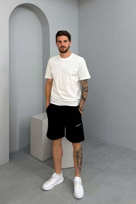 BROOKLYN ONE COLOR ELASTIC WAIST MEN SHORT SWEATPANTS BLACK/ E ZEZE 