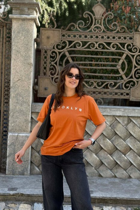 BROOKLYN WRITTINGS WOMAN T-SHIRT + 6 PAIR SOCKS ORANGE/PORTOKALLI - 1