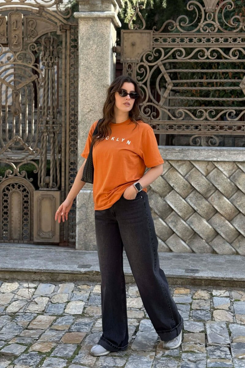 BROOKLYN WRITTINGS WOMAN T-SHIRT + 6 PAIR SOCKS ORANGE/PORTOKALLI - 5