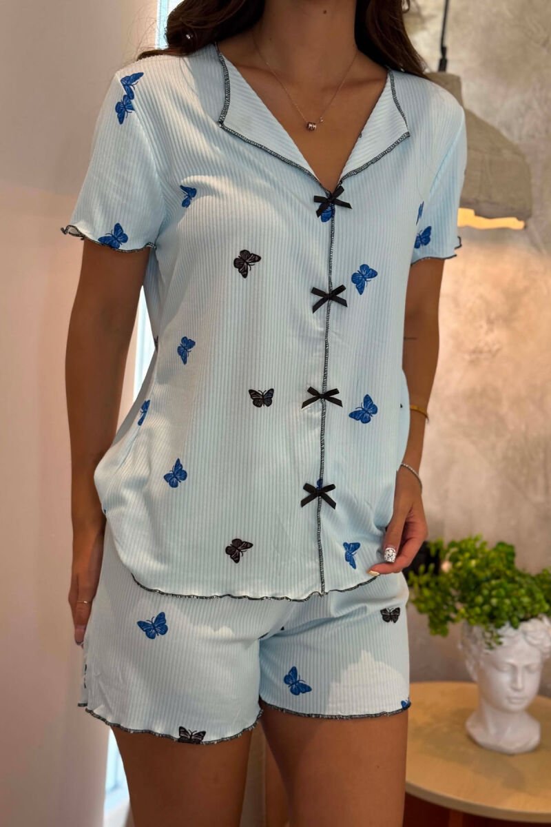 BUTTERFLY DESIGN SHIRT + SHORTS WOMAN PYJAMAS LIGHTBLUE/BZ - 3