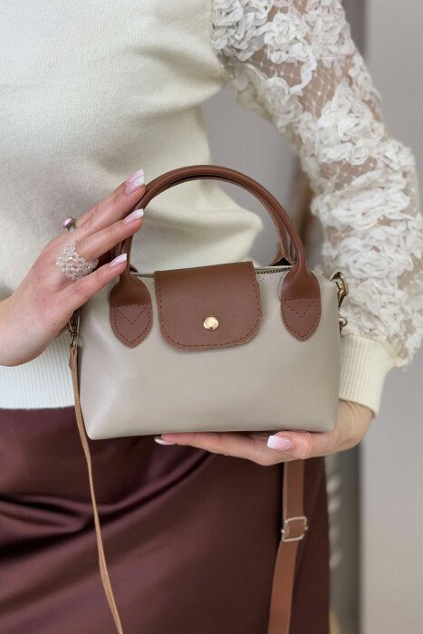 BUTTON DETAIL LEATHER WOMEN BAG BEIGE/BEZHE - 1