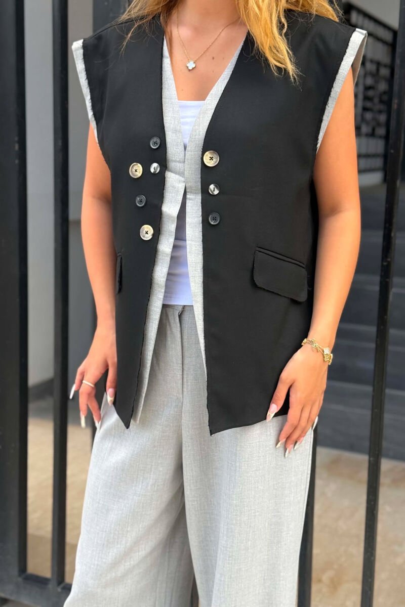 BUTTON DETAILS WOMAN VEST BLACK/ E ZEZE - 2