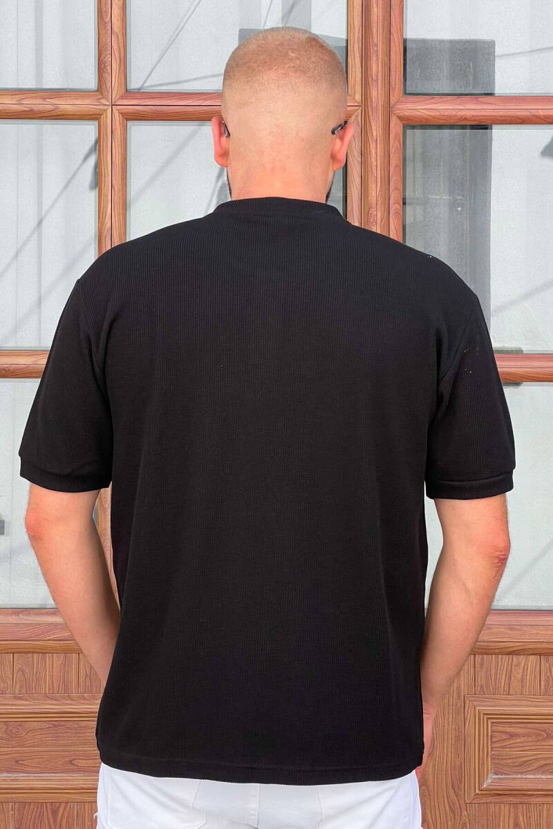 BUTTON NECK DETAILS MEN T-SHIRT BLACK/ E ZEZE - 2