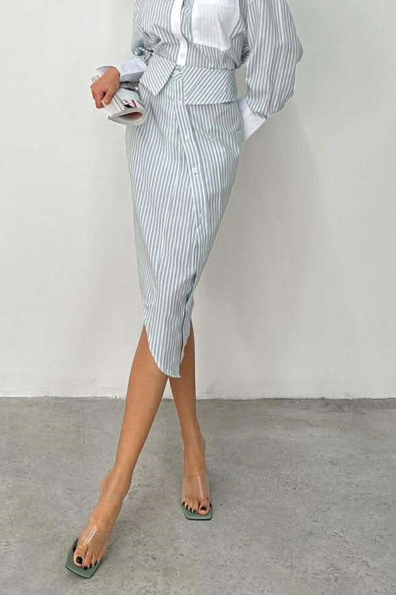 BUTTON UP STRIPES WOMAN SKIRT GREEN/JESHILE - 1