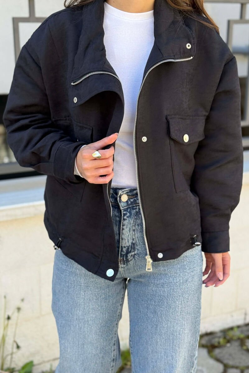 BUTTONED AND ZIPPER WOMAN JACKET BLACK/ E ZEZE - 2