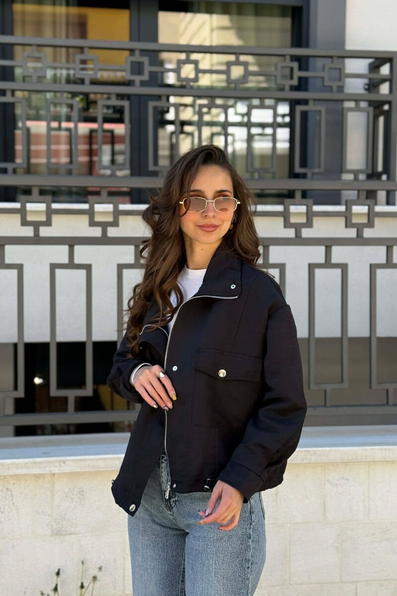 BUTTONED AND ZIPPER WOMAN JACKET BLACK/ E ZEZE - 3