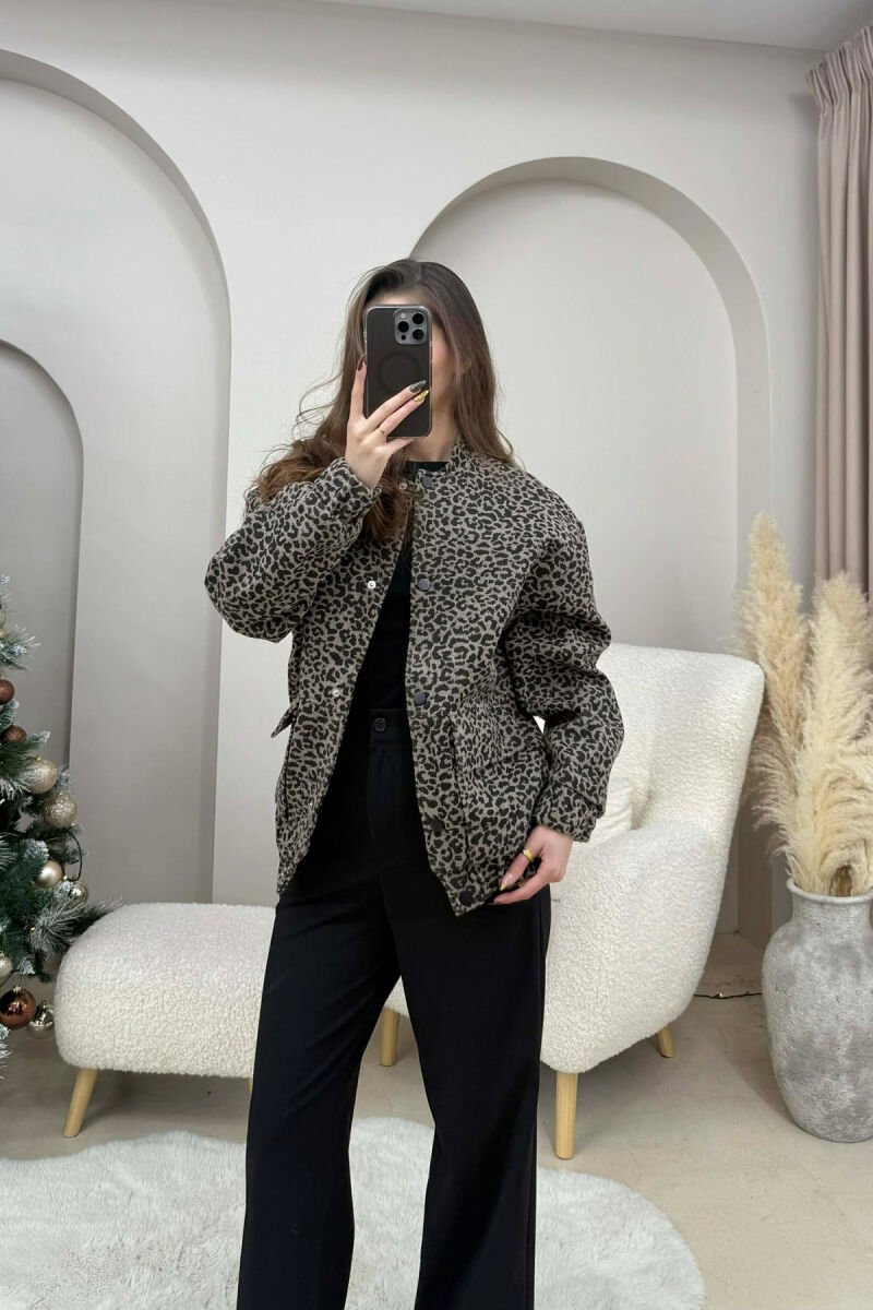 BUTTONED FRONT POCKETS WOMEN JACKET LEO/LEOPARD - 2