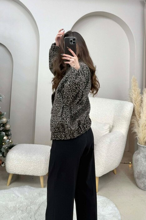 BUTTONED FRONT POCKETS WOMEN JACKET LEO/LEOPARD - 3