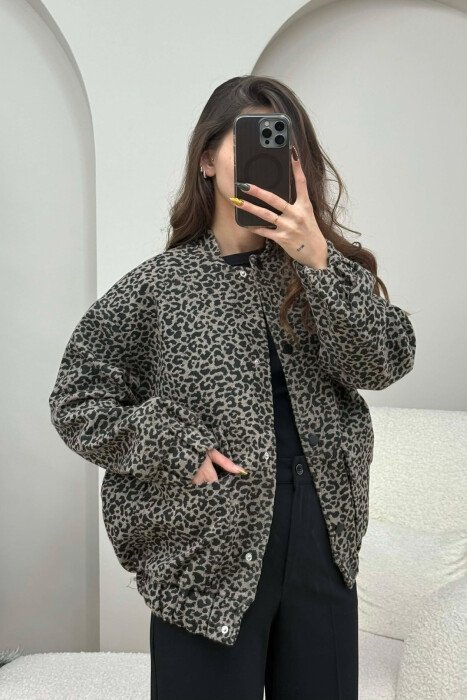 BUTTONED FRONT POCKETS WOMEN JACKET LEO/LEOPARD - 4