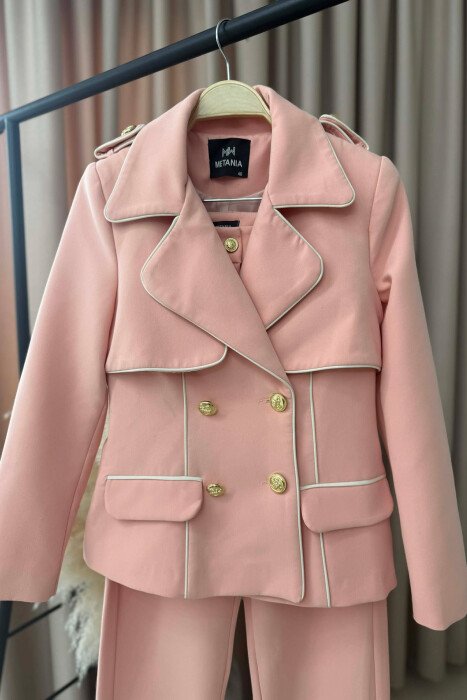 BUTTONED JACKET+TROUSERS WOMEN SET POWDER/PUDER - 2