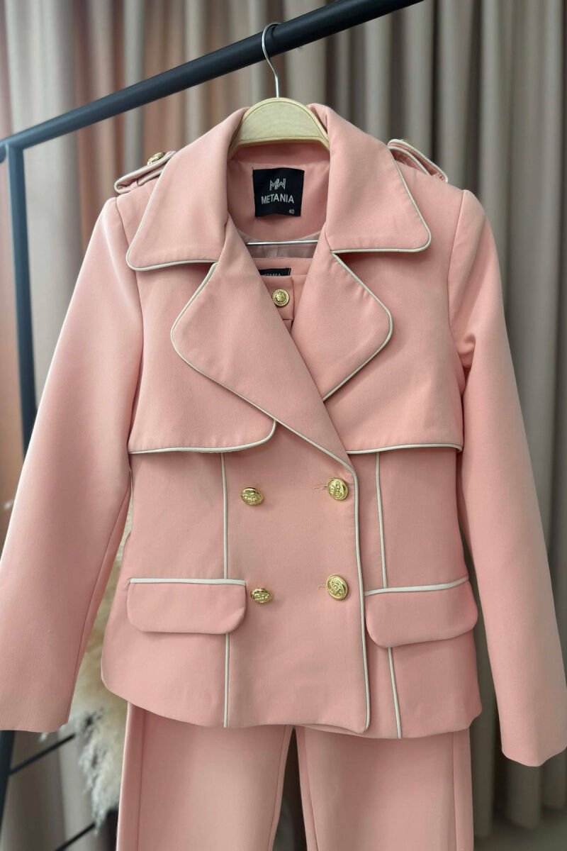 BUTTONED JACKET+TROUSERS WOMEN SET POWDER/PUDER - 2