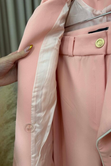 BUTTONED JACKET+TROUSERS WOMEN SET POWDER/PUDER - 4