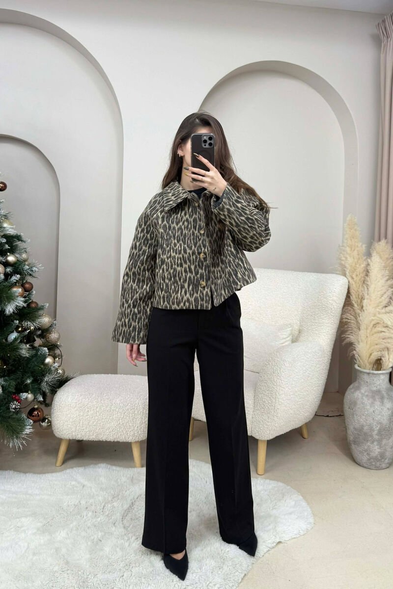 BUTTONED LEO DESIGN WOMEN JACKET LEO/LEOPARD - 1