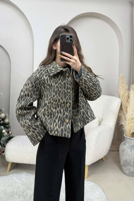 BUTTONED LEO DESIGN WOMEN JACKET LEO/LEOPARD - 2