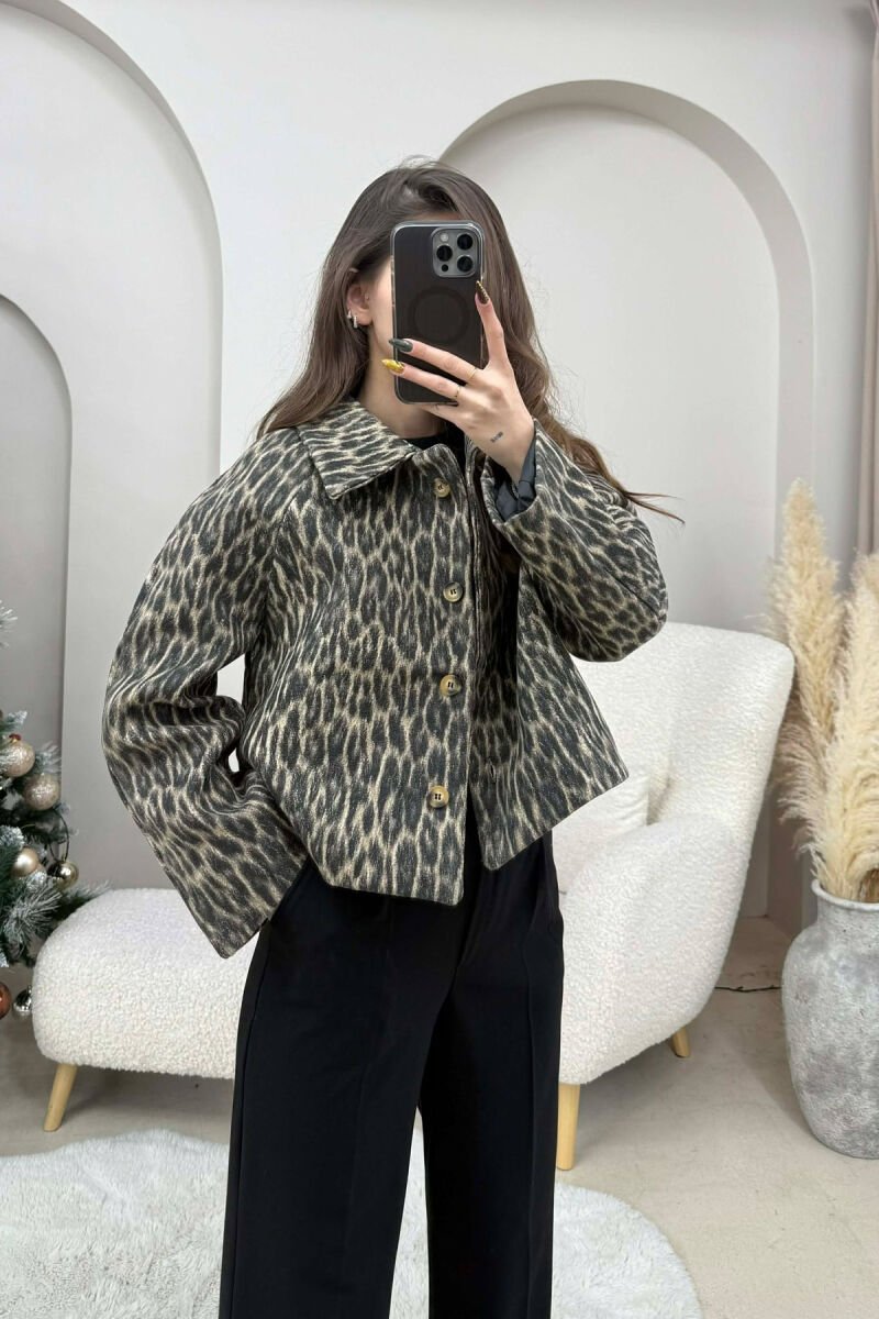 BUTTONED LEO DESIGN WOMEN JACKET LEO/LEOPARD - 2