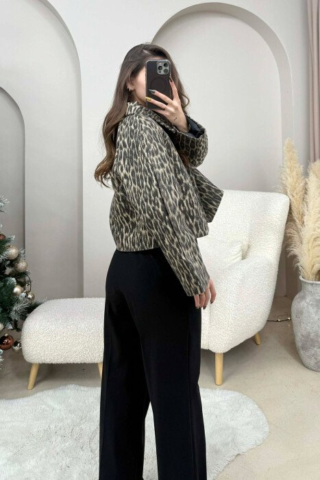 BUTTONED LEO DESIGN WOMEN JACKET LEO/LEOPARD - 3