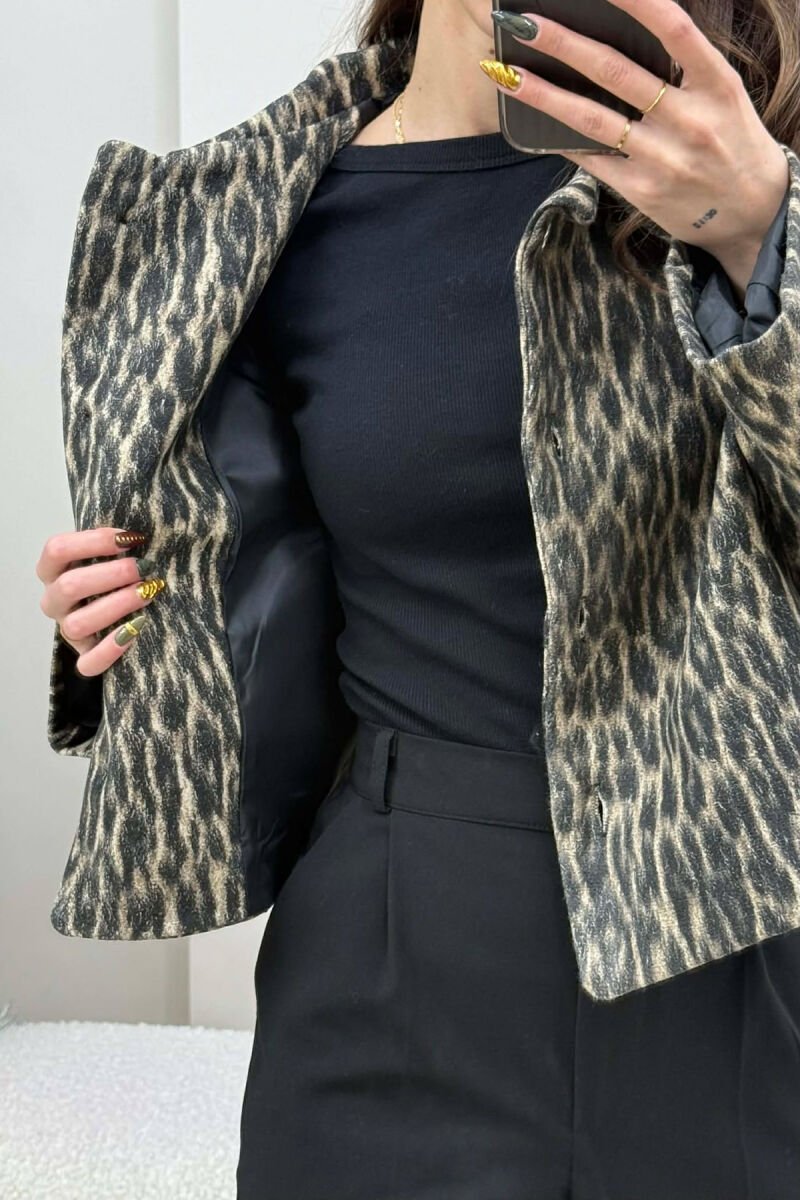 BUTTONED LEO DESIGN WOMEN JACKET LEO/LEOPARD - 4
