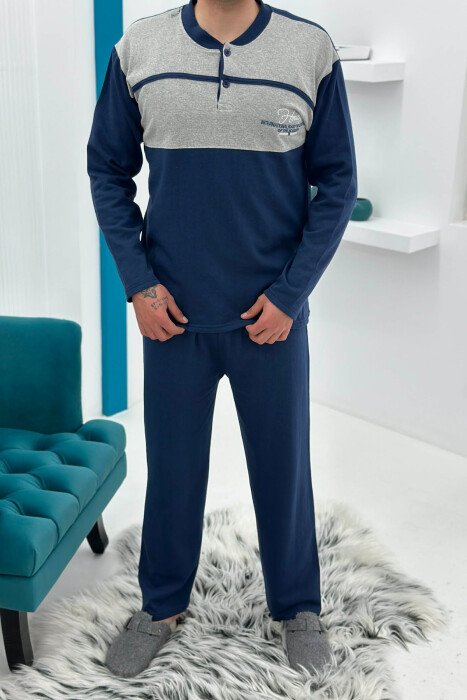 PIZHAME BLUZE E THJESHTE ME BUTONA + TUTA PER MESHKUJ NE NGJYRE BLU - KLAUDIO FASHION