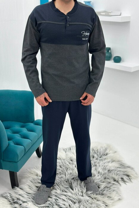 PIZHAME BLUZE E THJESHTE ME BUTONA + TUTA PER MESHKUJ NE NGJYRE GRI TE ERRET - KLAUDIO FASHION