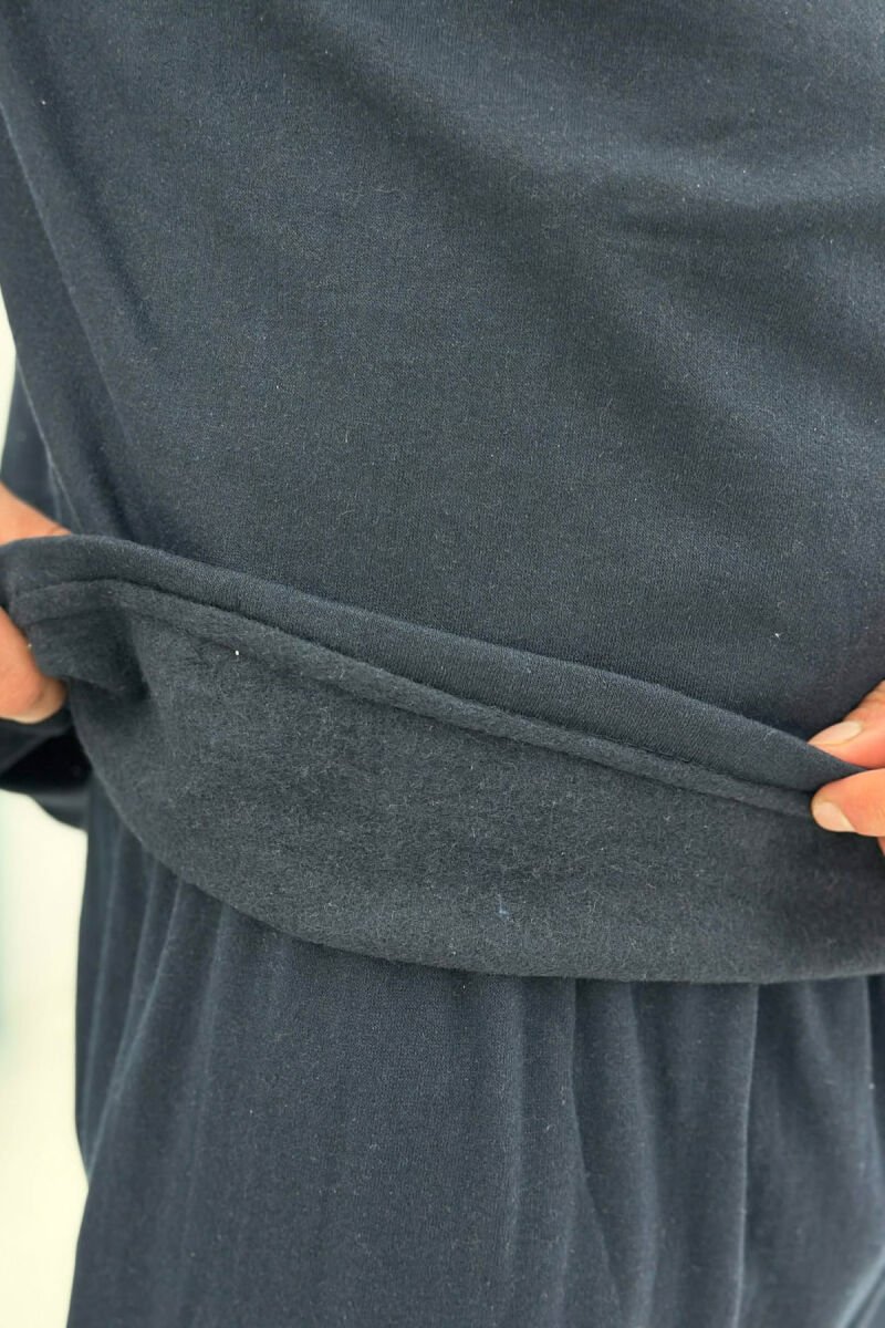 BUTTONED NECK SIMPLE SWEATSHIRT+SWEATPANTS MEN PYJAMAS GREY-DARK BLUE/GRBEE - 5