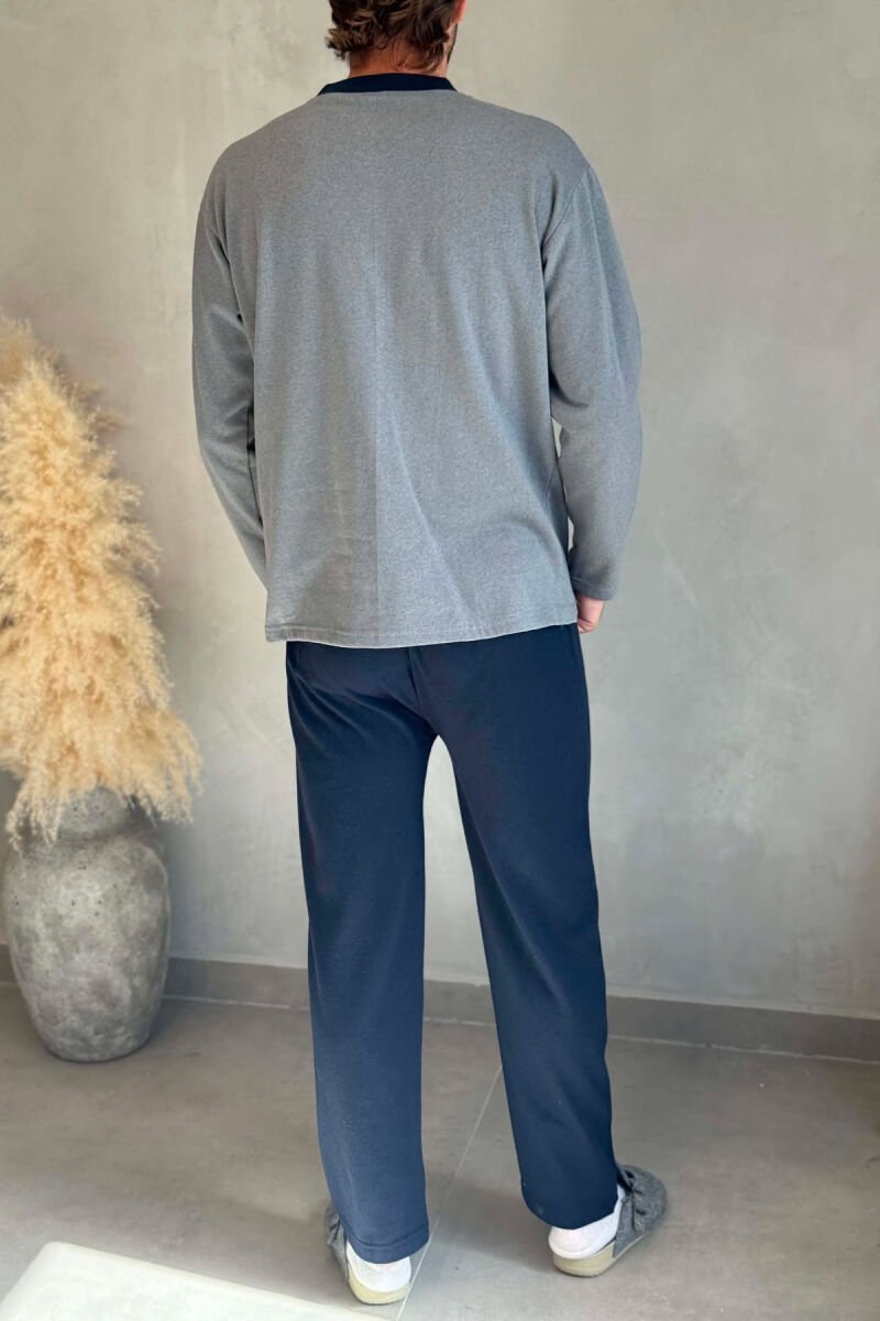 BUTTONED NECK SWEATSHIRT+SWEATPANTS MEN PYJAMAS GREY/GRI - 5
