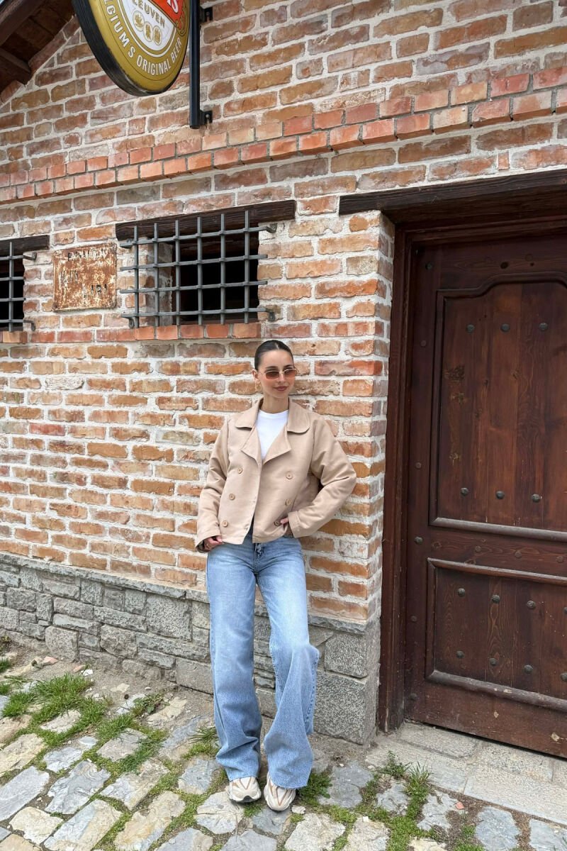 BUTTONED ONE COLOR WOMAN JACKET BEIGE/BEZHE - 3