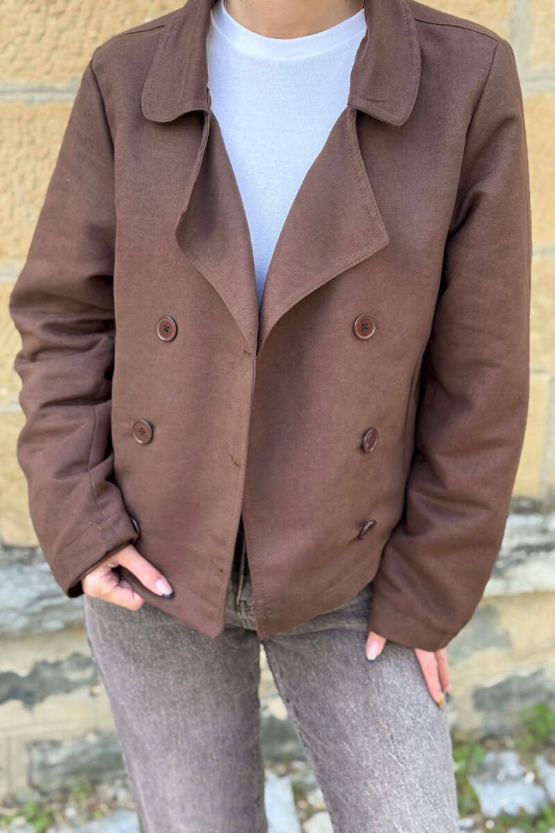 BUTTONED ONE COLOR WOMAN JACKET DARK BROWN/KAE - 2
